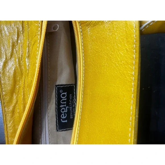 Regina‎ Yellow Genuine Leather Mini Top Handle Bag Made in Italy - Picture 8 of 14
